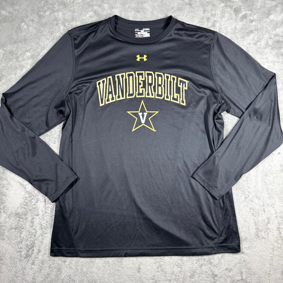Under Armour Vanderbilt Commodores Long Sleeve Shirt XL Black HeatGear Loose Fit - Picture 1 of 10